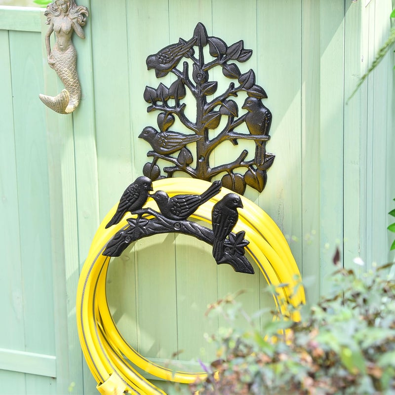 Sungmor Heavy Duty Cast Iron Garden Hose Holder - Wall Mounted Water Hanger - Retro Style Decorative Rack Reel - 50FT 75FT 100FT Bulter Storage - Indoor Outdoor Metal Stand - Image 2